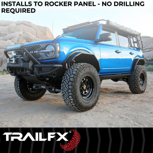 TRAILFX ORB005 TrailFX Overland Running Board for Jeep Wrangler JK 4 Door 2007-2018 Matte Black Powder Coated Steel Bolt On Set of 2 Nerf Bars with Installation Hardware TrailFX ORB005