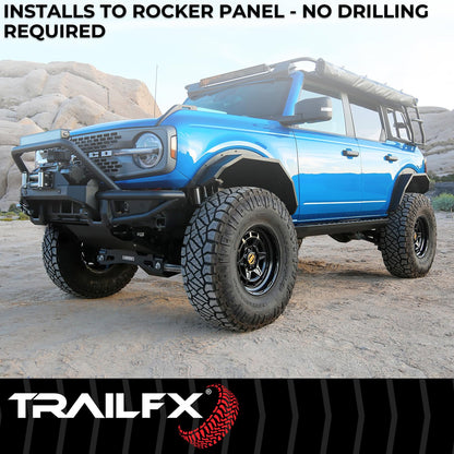 TRAILFX ORB011 TrailFX Overland Running Boards Fits Fits 2024-2025 Toyota Tacoma Double Cab Powder Coated Matte Black Steel Tube Style Bolt-On Frame Mount Dual Step Areas Set of 2 Nerf Bars TrailFX ORB011