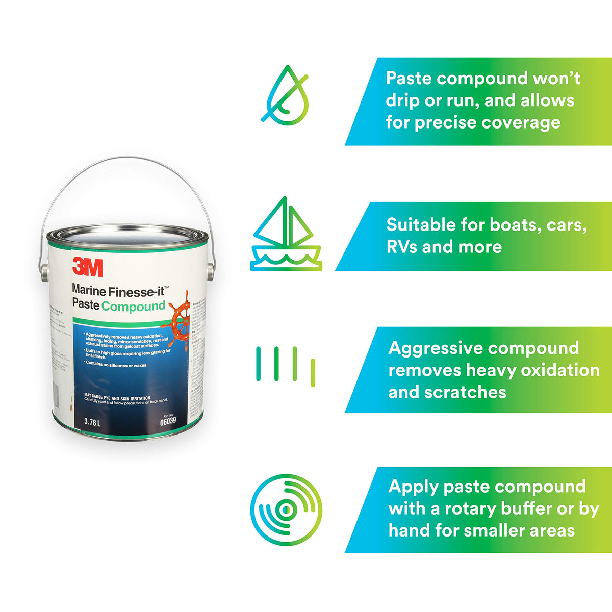 3M 06039 3M Finesse-it Marine Paste Compound, 06039, 1 gal