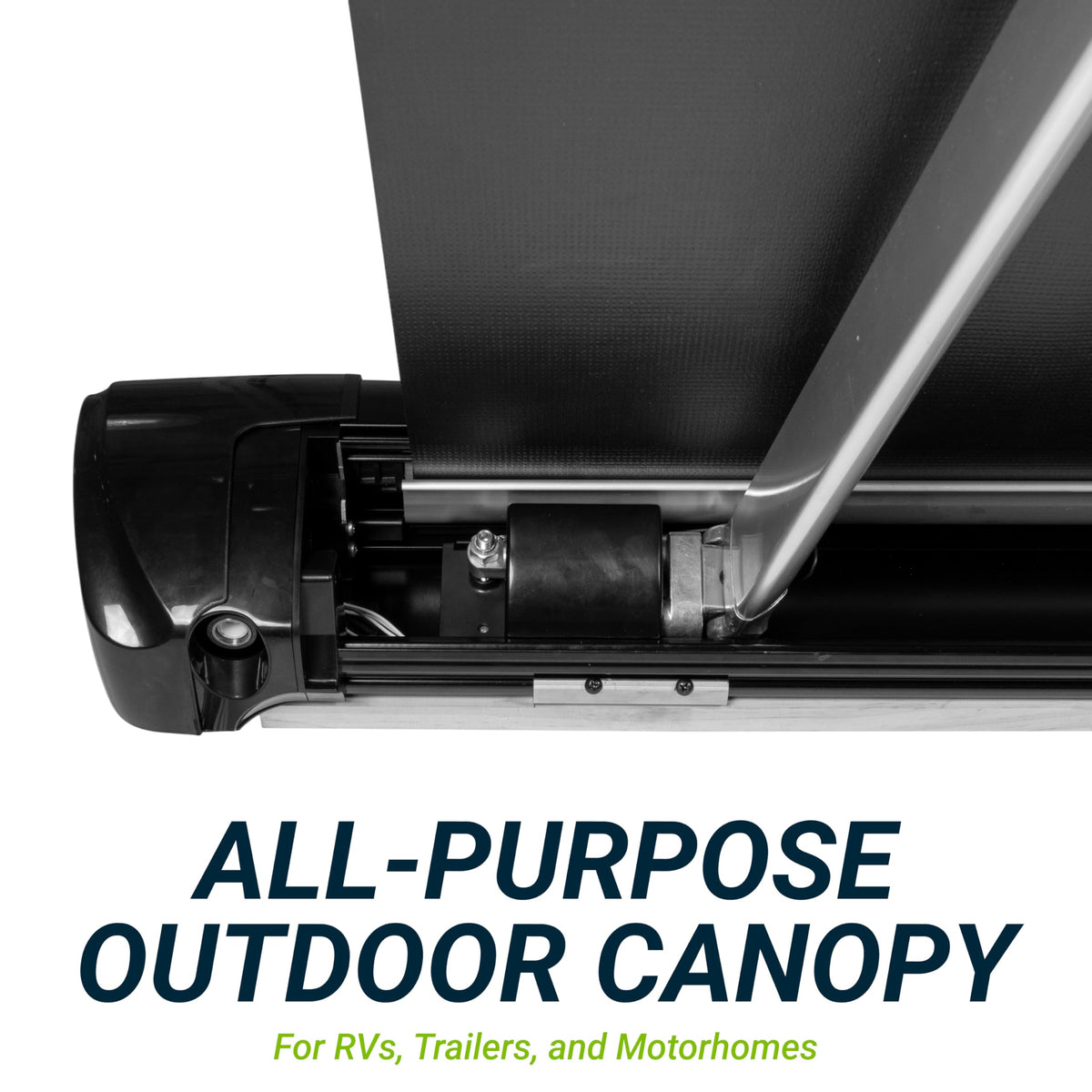 VELARIUM VP6211 Velarium 62" Black 12V Power/Idler Arm Set - Robust Extruded Arms with 12V Powered Operation, Adjustable Pitch, Durable Design Reliable Performance, Ideal RV Awnings and Outdoor Use