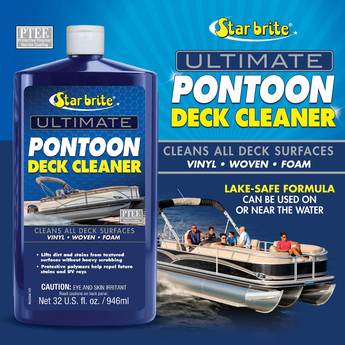 STAR BRITE 096332 STAR BRITE Ultimate Pontoon Deck Cleaner - Lift Dirt & Stains from All Carpets, Woven, Foam & Textured Surfaces - 32 OZ (096332)