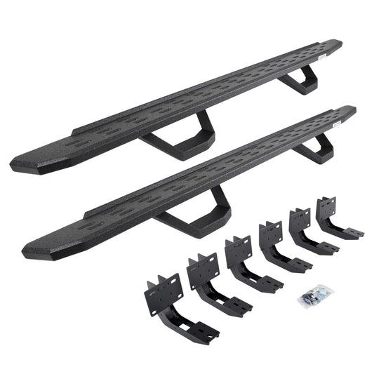 GO RHINO 6963068020T Go Rhino RB30 Running Boards, Brackets, & 2 Pair of Drop Steps | Galvanized Steel, Protective Bedliner Coating | 6963068020T | Fits 2019-2024 RAM 1500 Quad Cab Pickup
