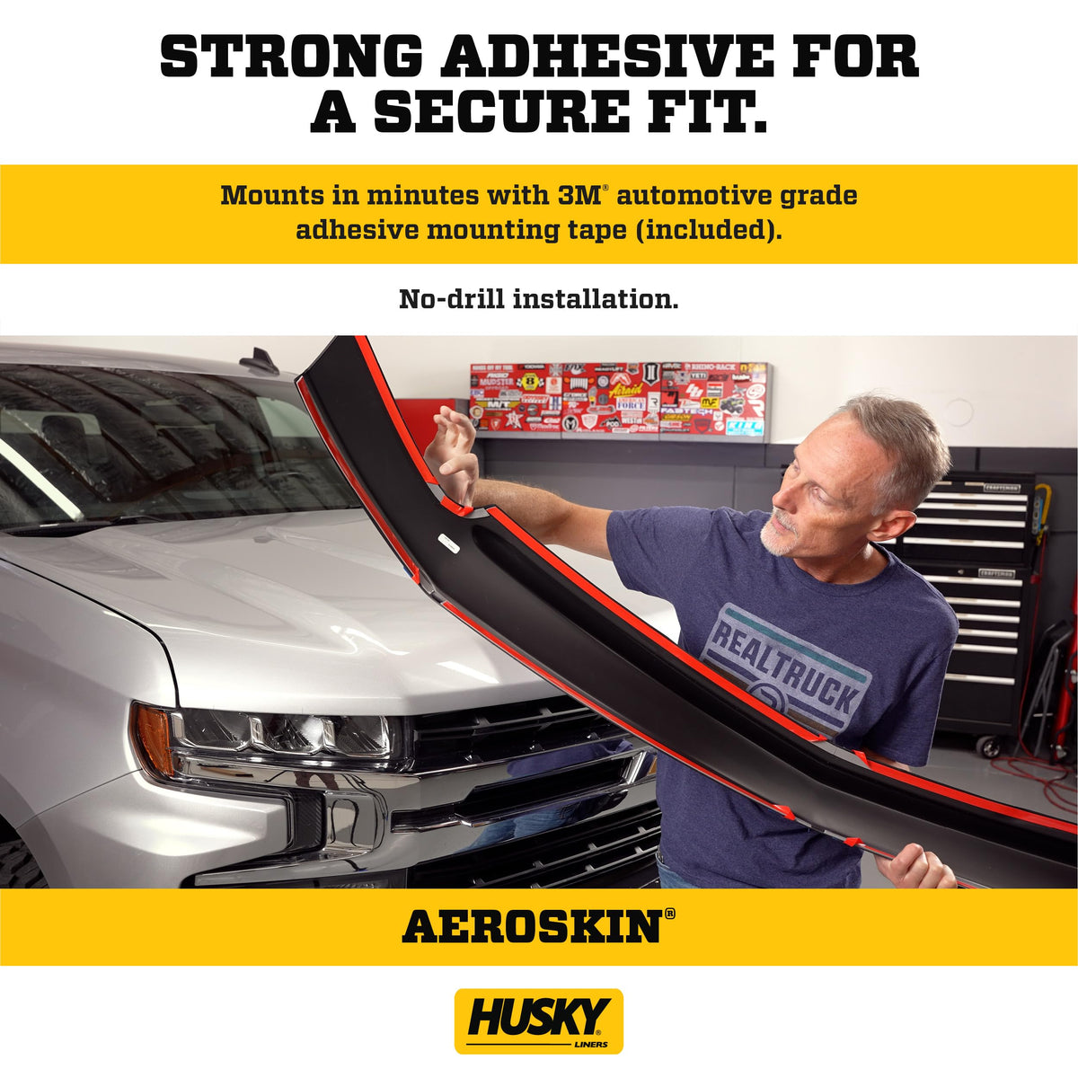 Husky Liners 2877139 Husky Liners Aeroskin Hood Protector – Fits 2017-2019 Chevrolet Silverado 2500 HD, 3500 HD Diesel; Induction System Hood – Low Profile Deflector/Bug Shield - 1 pc., Matte Black – 2877139