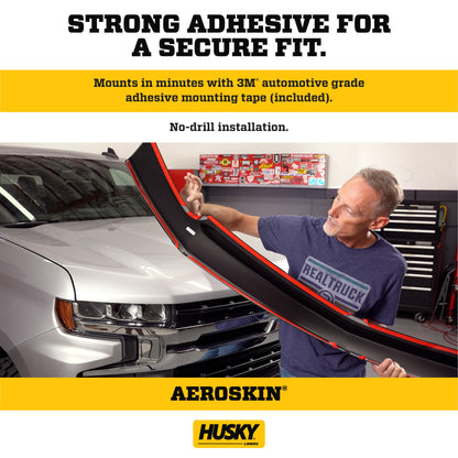 Husky Liners 2877139 Husky Liners Aeroskin Hood Protector – Fits 2017-2019 Chevrolet Silverado 2500 HD, 3500 HD Diesel; Induction System Hood – Low Profile Deflector/Bug Shield - 1 pc., Matte Black – 2877139