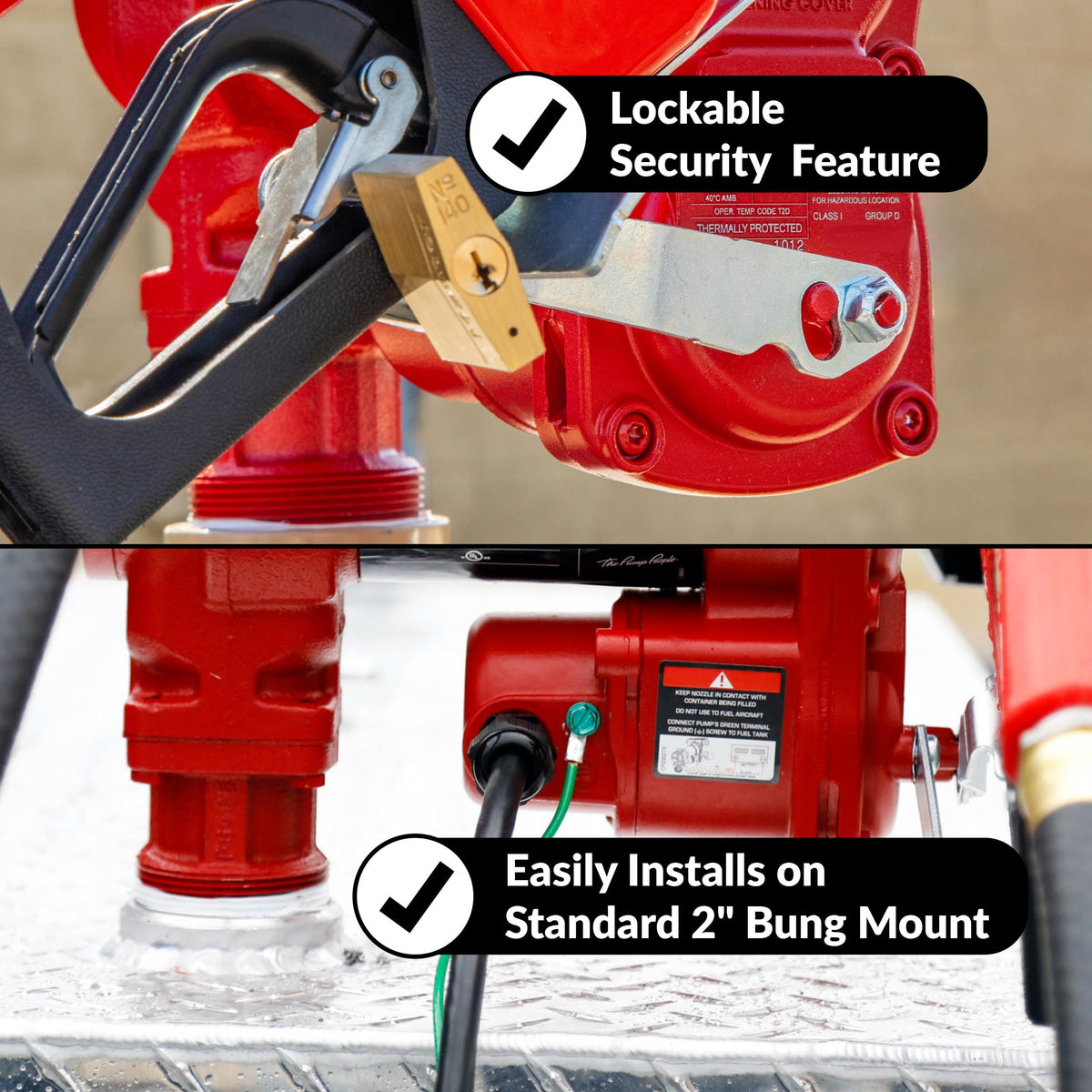 FILL RITE FR1210HA Fill-Rite FR1210HA 12V 15 GPM Fuel Transfer Pump with Discharge Hose & Automatic Nozzle, Red | Gasoline, Diesel, Kerosene, Ethanol & Methanol Blends & Biodiesel