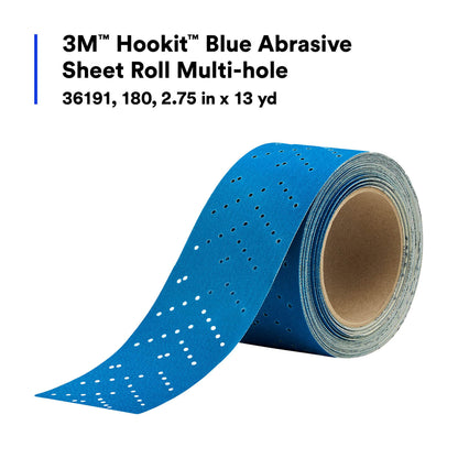 3M 36191 3M Hookit Blue Abrasive Sheet Roll, 36191, 180, 2.75 in x 13 yd