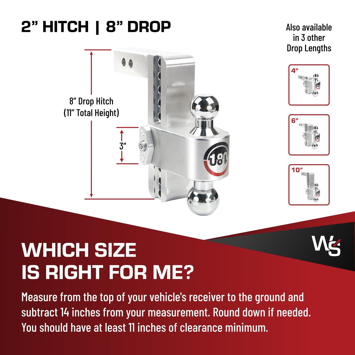 WEIGH SAFE CTB8-2-KA Weigh Safe CTB8-2-KA Drop Hitch Receiver: 2 Inches Adjustable
