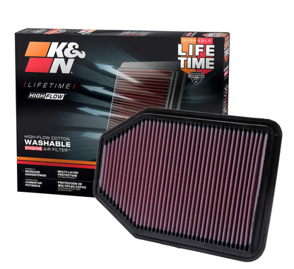 K&N FILTER 33-2364 K&N High-Flow Original Lifetime Engine Air Filter: Increase Power: Premium, Washable: Compatible with 2007-2018 JEEP: Wrangler, Wrangler JK, 22-2364