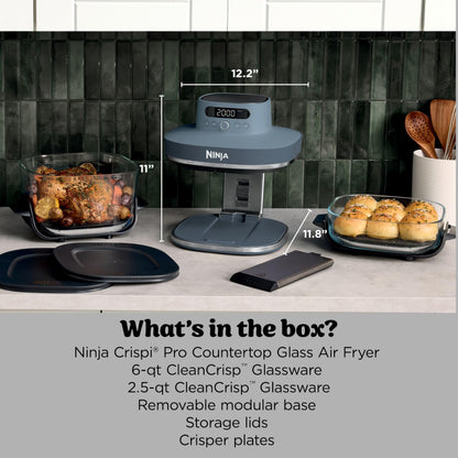 Ninja Ninja Crispi Pro Glass Air Fryer, 6-Qt & 2.5-Qt, 6-in-1, 1800 W, AS101DG Gray