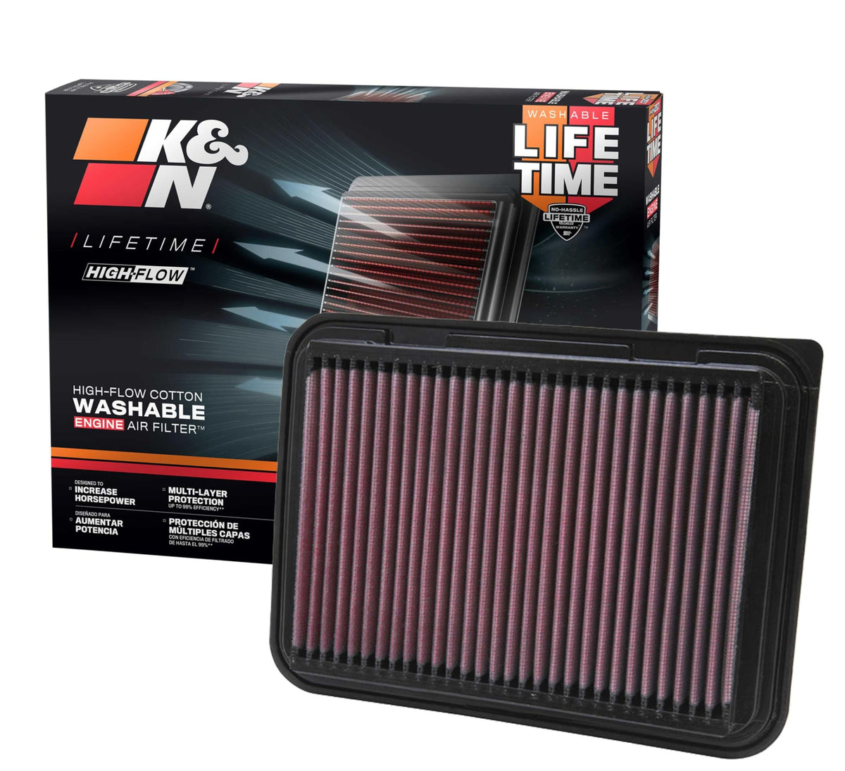 K&N FILTER 33-2360 K&N High-Flow Original Lifetime Engine Air Filter: Increase Power: Premium, Washable: Compatible with Pontiac/Scion/Toyota: (See Product Description for Select Models) 33-2360