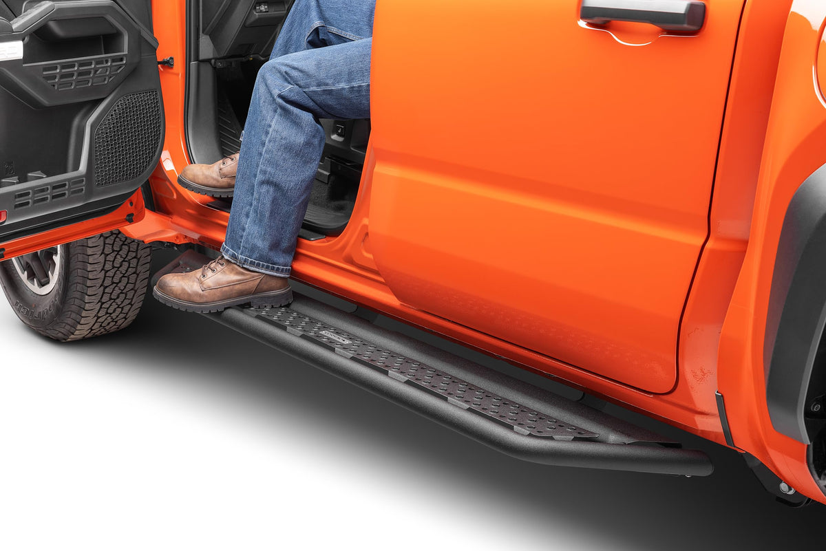 GO RHINO D64432T Go Rhino Dominator Xtreme D6 Sidesteps & Brackets | Cab Length, Mild Steel, Textured Black | D64432T | Fits 2024 Toyota Tacoma Double Cab
