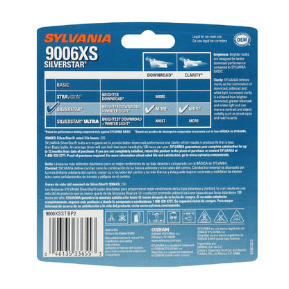 SYLVANIA 9006XSST.BP2 SYLVANIA 9006XS SilverStar Halogen Headlight Automotive Bulb, 2 Bulbs