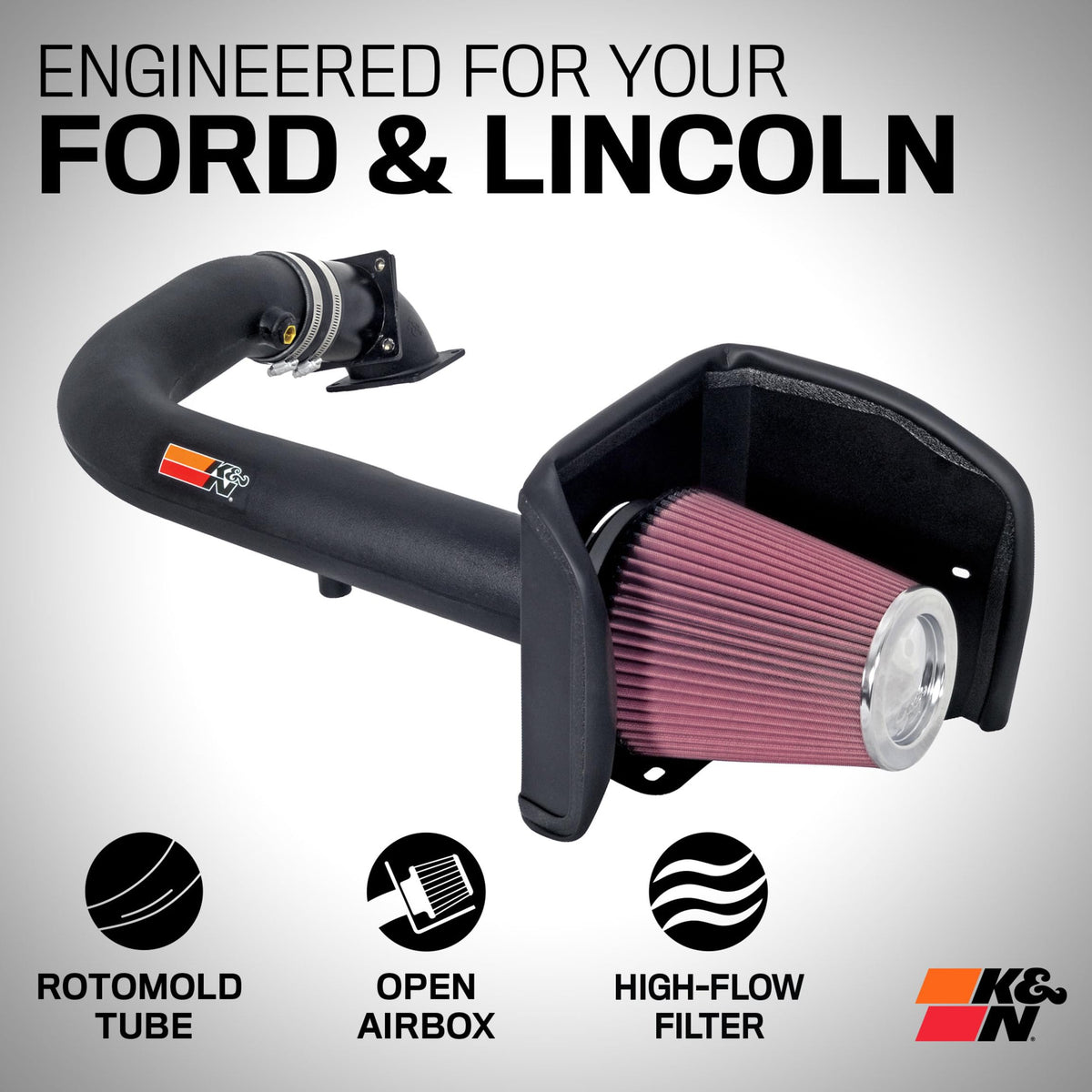 K&N FILTER 57-2556 K&N Cold Air Intake System: High-Flow Air Filter, Increase Performance & Towing: Compatible with 2004-2008 FORD/LINCOLN: Expedition, F150, Mark LT, 57-2556
