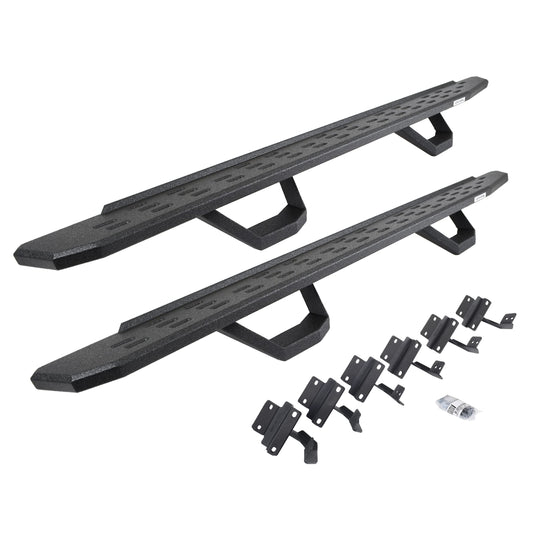 GO RHINO 6961558720T Go Rhino RB30 Running Boards, Brackets, & 2 Pair of Drop Steps | Galvanized Steel, Protective Bedliner Coating | 6961558720T | Fits 2015-2024 Ford F-150 Super Crew & Others (See Description)