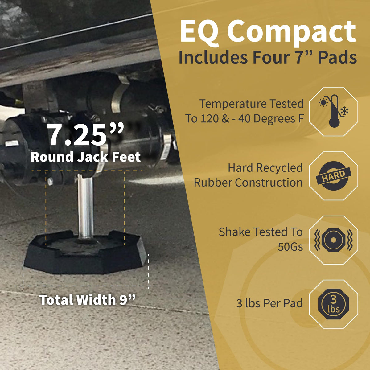 SNAPPAD EQ7SP4 SnapPad EQ Compact | Precise Fit for RV Jack Pads, Travel Trailers and Class B & C Motorhomes | Compatible with Major RV Brands & Leveling Systems | Pack of 4 for 7” Square Or 7.25” Round Jack Feet