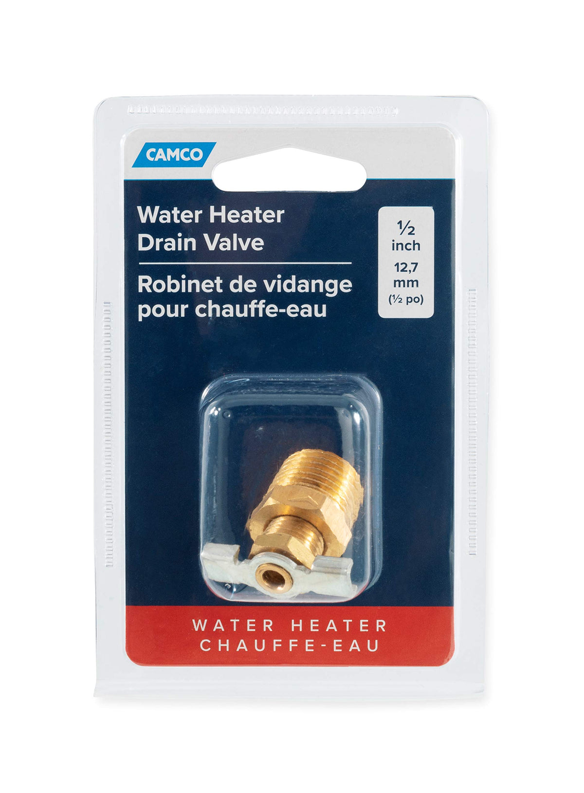CAMCO 11703 Camco ½" RV Water Heater Replacement Drain Valve - Replace Your RV Water Heater Drain Valve - Simple and Easy Installation - Durable Brass Construction - (11703)