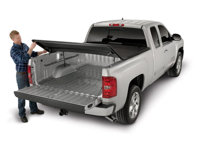 TRAILFX TFX5009 TrailFX Tonneau Cover Fits 2016 2023 Toyota Tacoma TrailFX TFX5009 Soft Tri Fold Black Vinyl Aluminum Rails Lockable Tailgate Handle