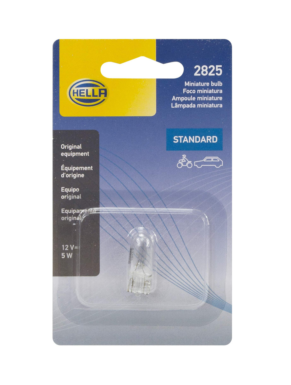Hella 2825SB Bulb 2825 12V 5W 4Cp W2.1X9.5D T3.25 Sb, Multi