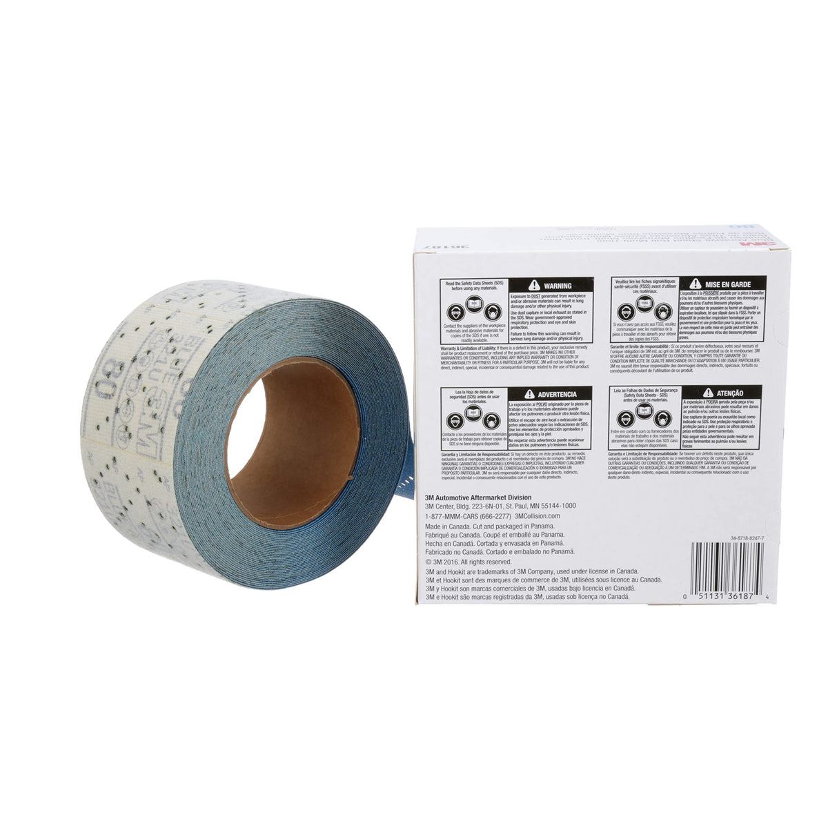 3M 36187 3M Hookit Blue Abrasive Sheet Roll, 36187, 80, 2.75 in x 13 yd
