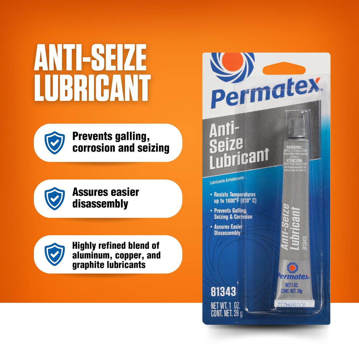 PERMATEX 81343 Permatex 81343 Anti-Seize Lubricant, 1 oz. Tube