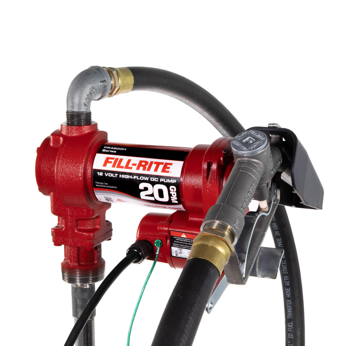 FILL RITE FR4210H Fill-Rite FR4210H 12V 20 GPM Fuel Transfer Pump with Discharge Hose & Manual Nozzle | Gasoline, Diesel, Kerosene, Ethanol & Methanol Blends & Biodiesel