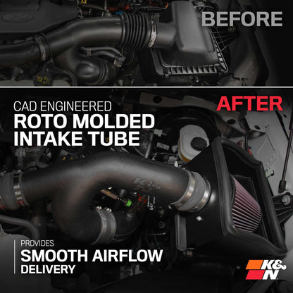 K&N FILTER 63-2593 K&N Cold Air Intake System: High-Flow Air Filter, Increase Performance & Towing: Compatible with 2015-2026 FORD: F150 V6 2.7L, 63-2593