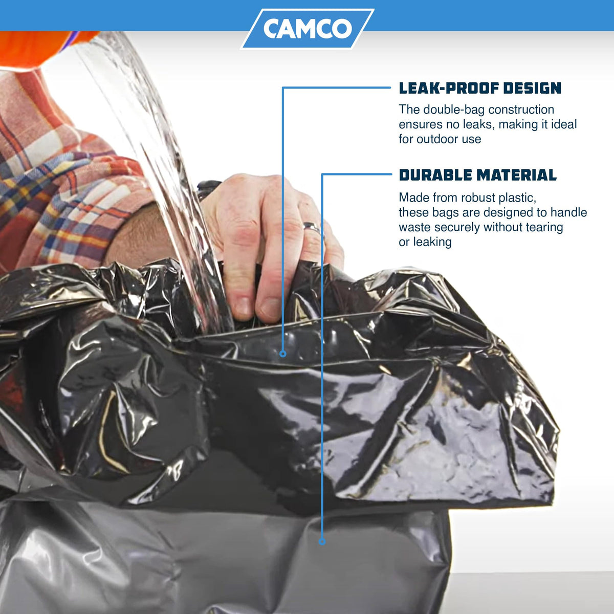 CAMCO 41548 Camco Toilet Waste Bags - Features a Biodegradable Powder & Leak Proof Double Bag Design - Great for Camping, RVing, Hiking, or Boating - 10-Pack (41548)