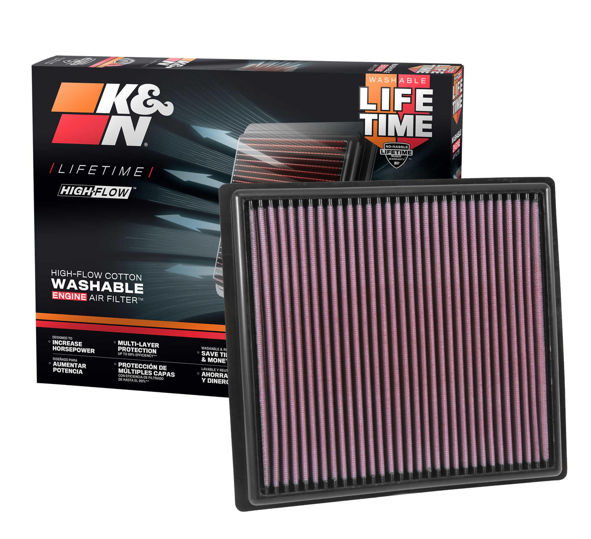 K&N FILTER 33-5030 K&N High-Flow Original Lifetime Engine Air Filter: Increase Power: Premium, Washable: Compatible with 2015-2022 Chervolet/GMC: Colorado, Canyon, 33-5030
