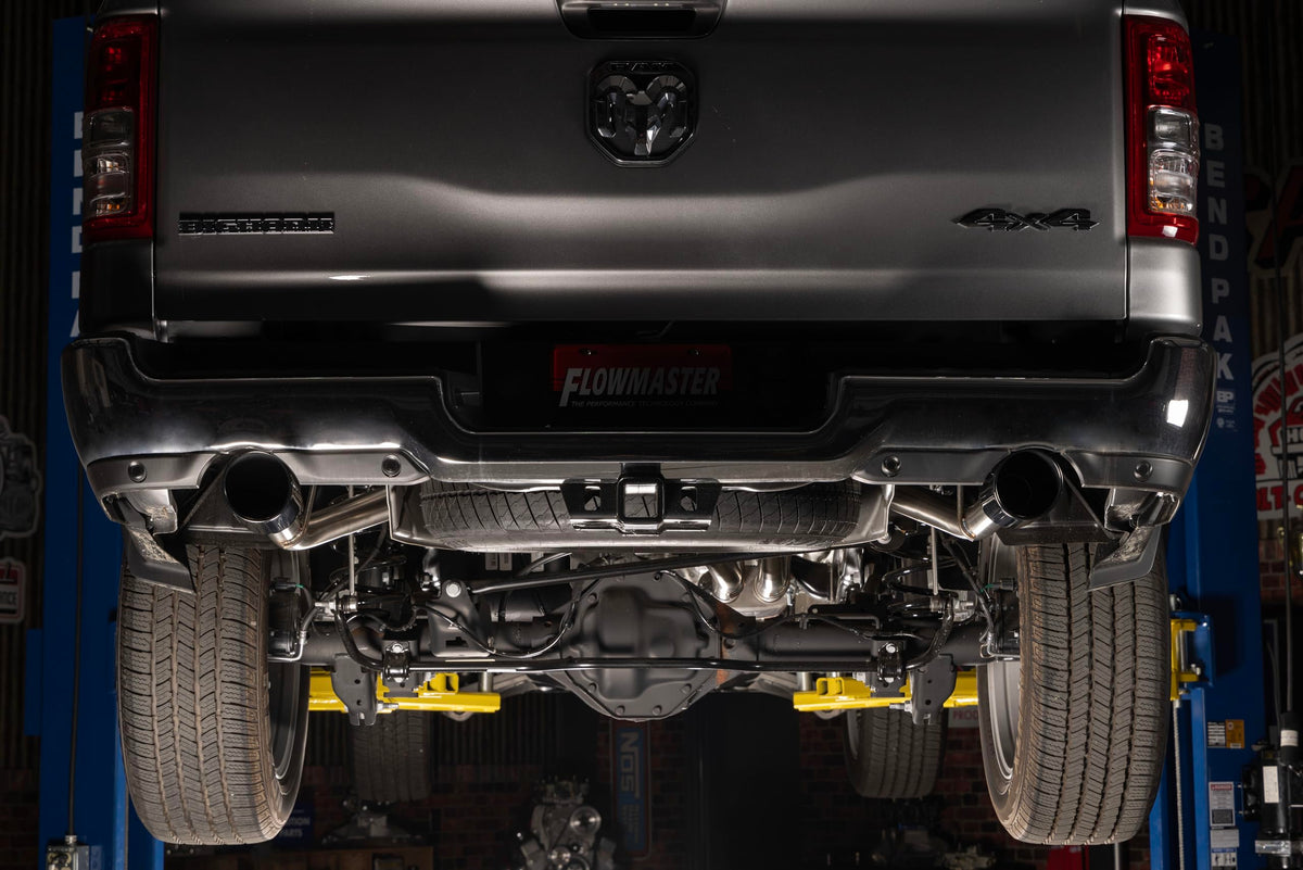 FLOWMASTER 737889 Flowmaster 737889 Signature Series Exhaust Kit 3 Inch 304 Stainless Steel 4.5 Inch Black Chrome Tips Compatible with 2019-2024 RAM 1500 New Body 5.7L with Factory Dual Exhaust 2 & 4WD All Wheelbases