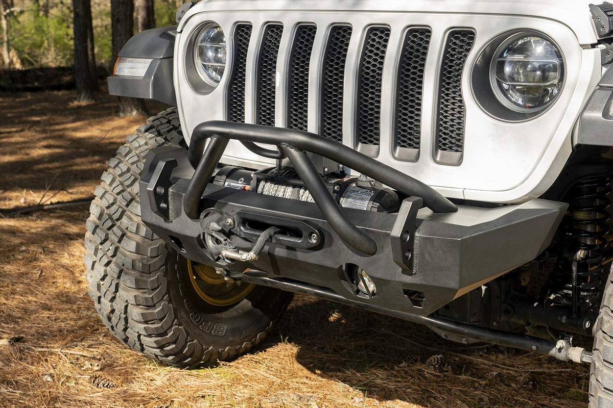 RUGGED RIDGE 11540.61 Rugged Ridge HD Bumper X-Striker Bar - Fits HD Bumpers from Rugged Ridge - Heavy-Duty Front Striker Bar with Tubular Steel Construction & Satin Black Powder-Coat Finish