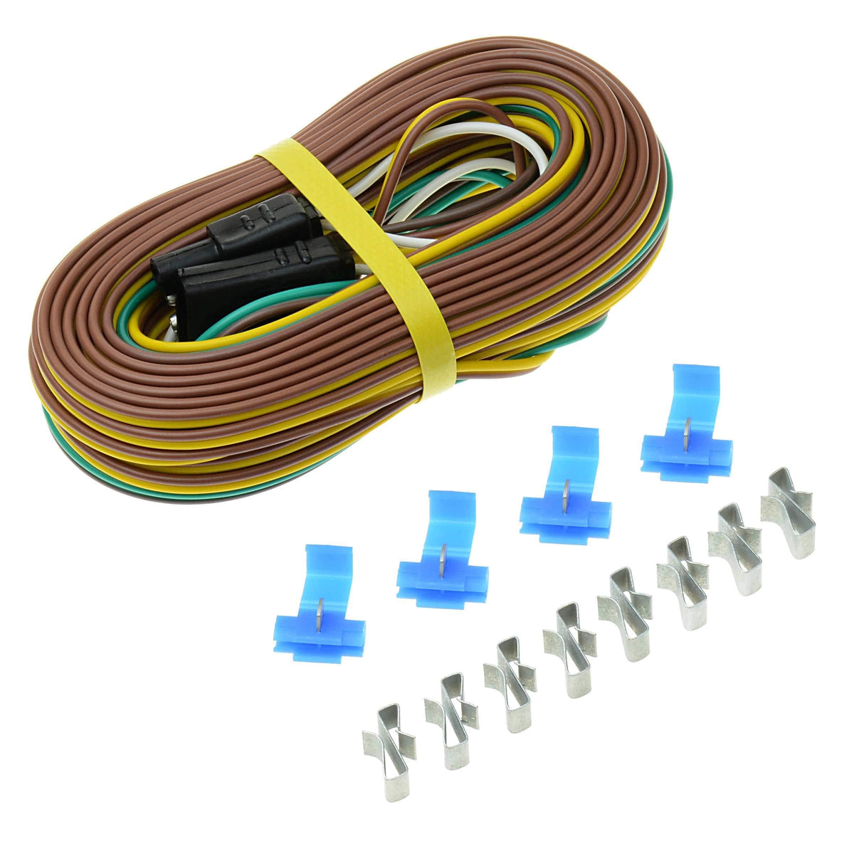 T-H MARINE BE-CO-52809-DP T-H Marine 4-Way 25 ft Trailer Wiring Harness – 25' Wishbone Harness with Vehicle & Trailer Connectors, Color-Coded Wires & Clips for Boat Trailer Brake Turn Tail Lights