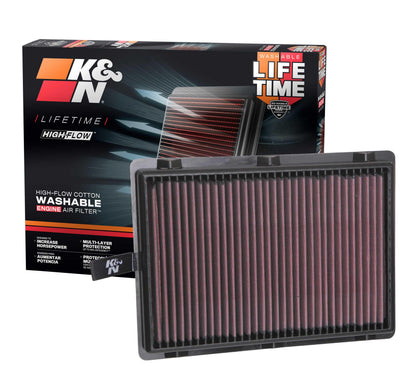 K&N FILTER 33-5075 K&N High-Flow Original Lifetime Engine Air Filter: Increase Power: Premium, Washable: Compatible with 2015-2025 HYUNDAI/KIA: Palisade, Santa Fe, Carnival, Sedona, Sorento, Telluride, 33-5075