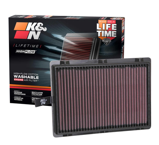 K&N FILTER 33-5075 K&N High-Flow Original Lifetime Engine Air Filter: Increase Power: Premium, Washable: Compatible with 2015-2025 HYUNDAI/KIA: Palisade, Santa Fe, Carnival, Sedona, Sorento, Telluride, 33-5075