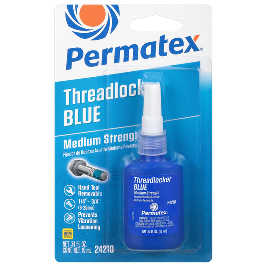 PERMATEX 24210 Permatex 24210 Medium Strength Threadlocker Blue, 10 ml, Automotive Threadlocker For Preventing Bolts From Loosening And Corrosion, Removable With Hand Tools
