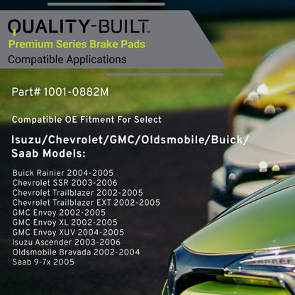 MPA 1001-0882M QUALITY-BUILT Premium Semi-Metallic Front Brake Pads 1001-0882M Compatible with 2002-2006 Buick/Chevrolet/GMC/Isuzu/Oldsmobile/Saab (9-7x,Ascender,Bravada,Envoy,Envoy XL,Envoy XUV,Rainier,SSR,Trailbl)