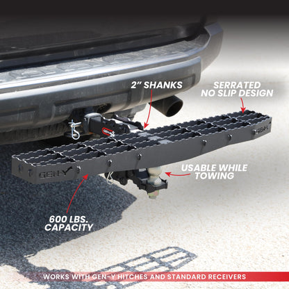 GEN-Y HITCH GH-102622 GEN-Y Hitch Extra Wide Heavy-Duty Hitch Step with Serrated Boot Scraper for 2" Receiver, 600 LB Capacity, Black