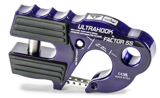 FACTOR 55 00250-15 Factor 55 00250-15 Ultrahook Winch Hook Closed System Shackle Max Load 16,000 lbs ULT Strength Shackle Pin Mount 48,000 lbs Offroad 4x4 Adventure – Purple