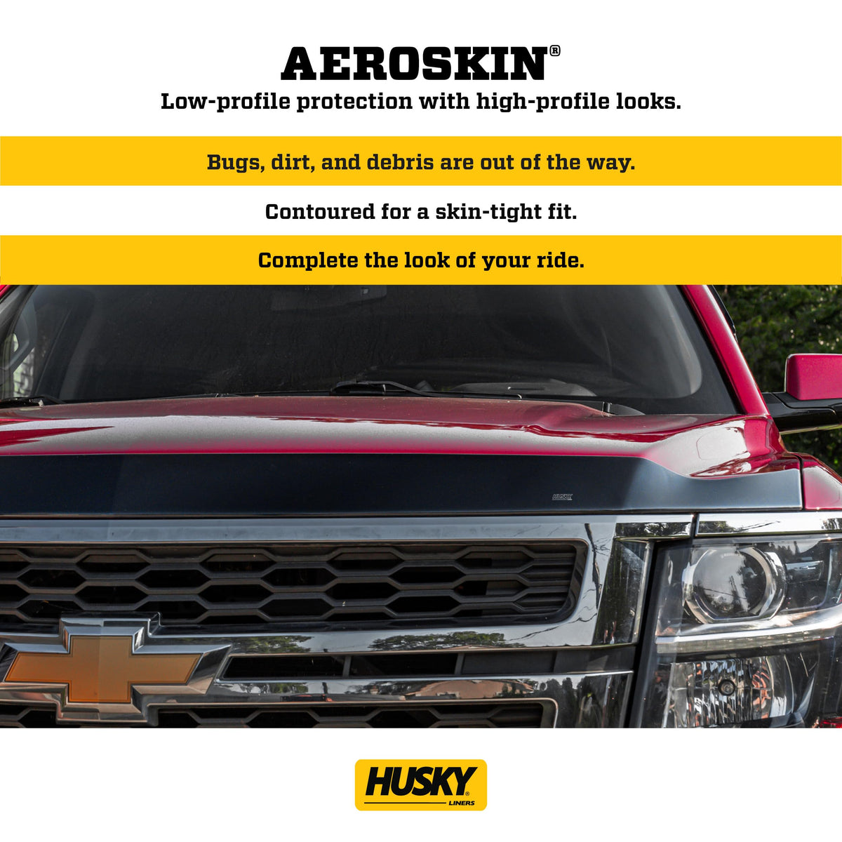 Husky Liners 2877060 Husky Liners Aeroskin Hood Protector – Fits 2007-2018 Jeep Wrangler JK (Includes Unlimited Models) – Low Profile Deflector/Bug Shield - 1 pc., Matte Black – 2877060
