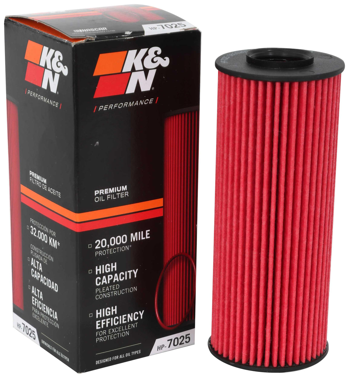 K&N FILTER HP-7025 K&N Oil Filter: 20,000 Mile Engine Protection, High Efficiency, HP-7025