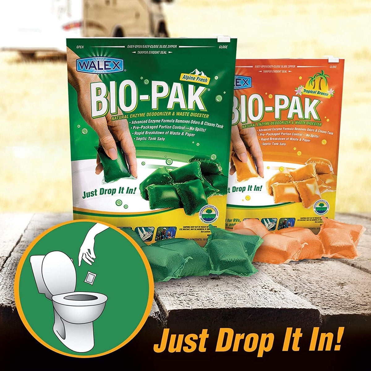 WALEX BIOPPBGCA Walex BIO-11530 Bio-Pak Natural Holding Tank Deodorizer and Waste Digester, (Pack of 10)