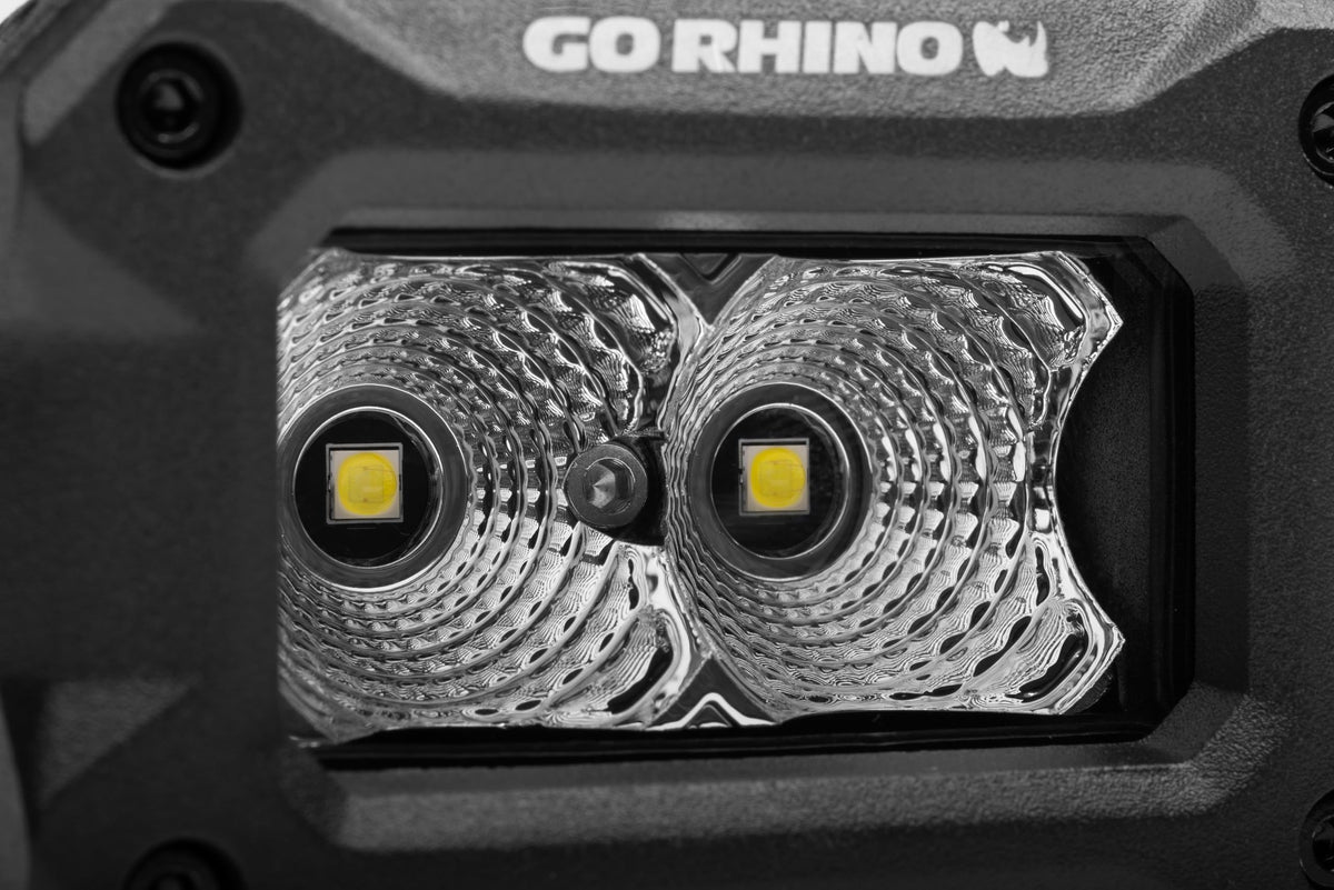 GO RHINO 751003023FBS Go Rhino Xplor Lighting: Bright Series 3x2 Rectangle Flood Light Kit (Pair) – Surface Mount (Threaded Stud Mount) Aluminum, Black – 751003023FBS