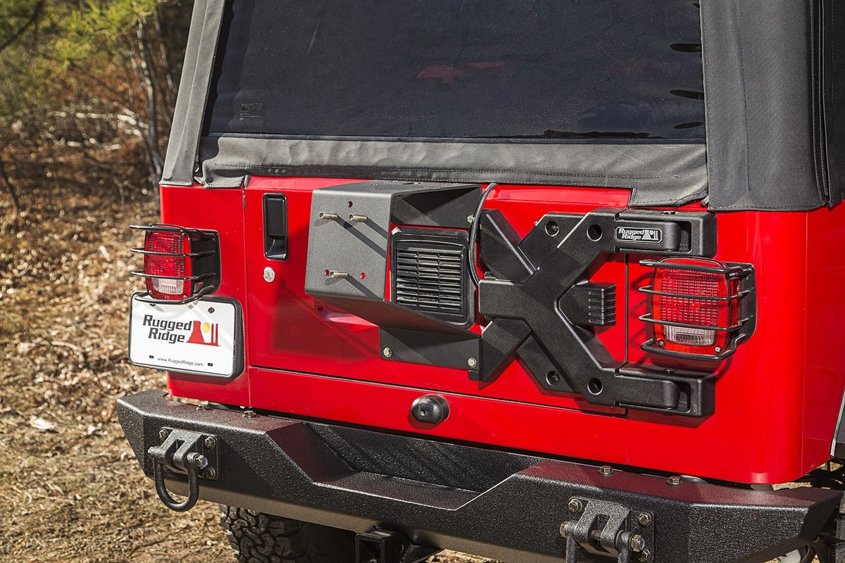 RUGGED RIDGE 11546.62 Rugged Ridge Spartacus Tire Carrier Wheel Mount | Black, Heavy Duty | 11546.62 | Fits 1987-2006 Jeep Wrangler YJ/TJ