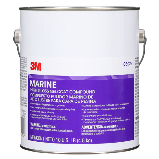 3M 06025 3M Marine High Gloss Gelcoat Compound, 06025, 10 lb, White