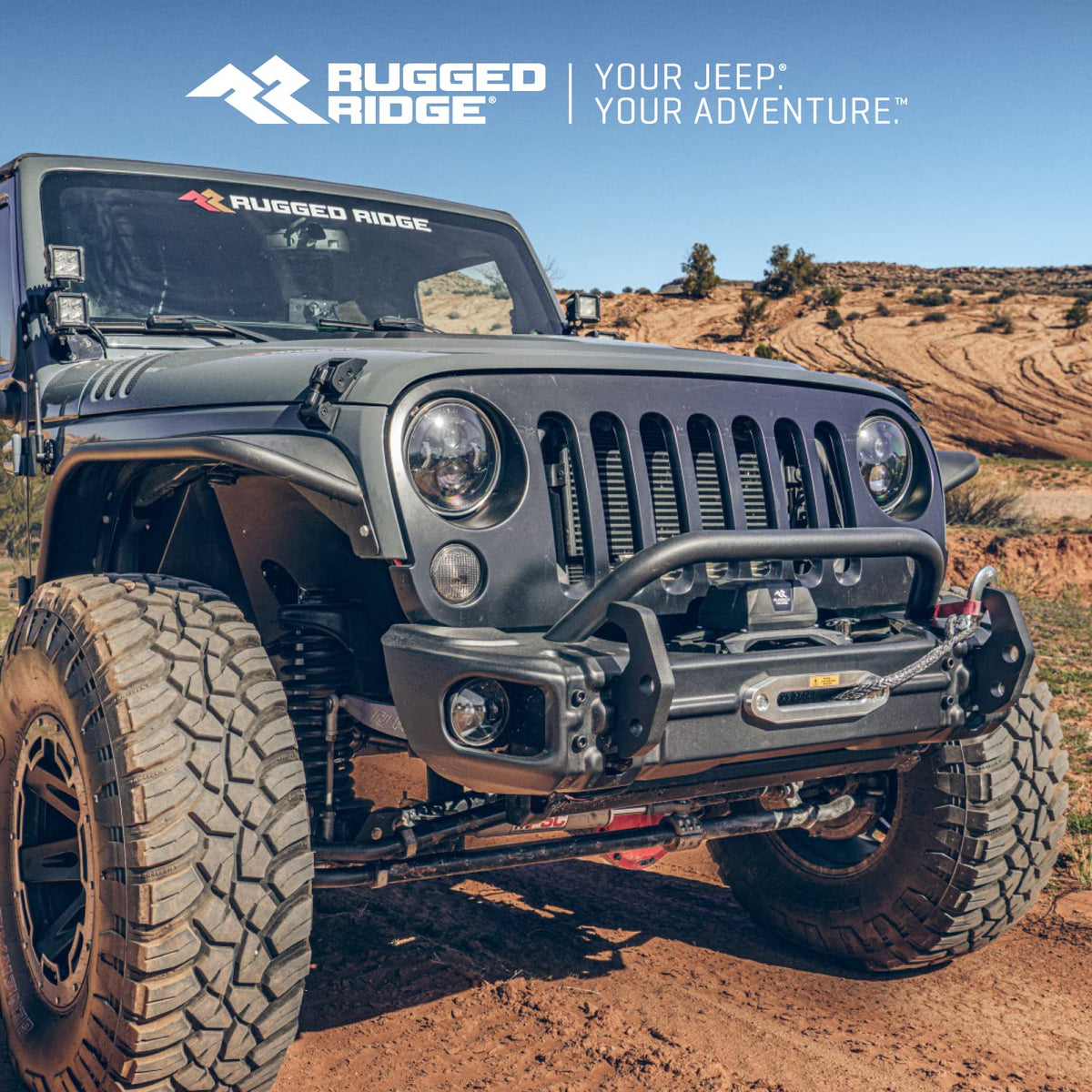 RUGGED RIDGE 11549.04 Rugged Ridge Arcus Bumper - Front, Stubby - Fits 2018–2025 Jeep Wrangler JL & 2020–2025 Jeep Gladiator JT - Trail-Proven Front Bumper with Satin Black Finish & Integrated Winch Plate