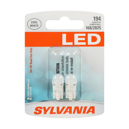 SYLVANIA 194SL.BP2 SYLVANIA 194 T10 W5W LED Mini Bulb, White, Interior Lighting, 2-Pack