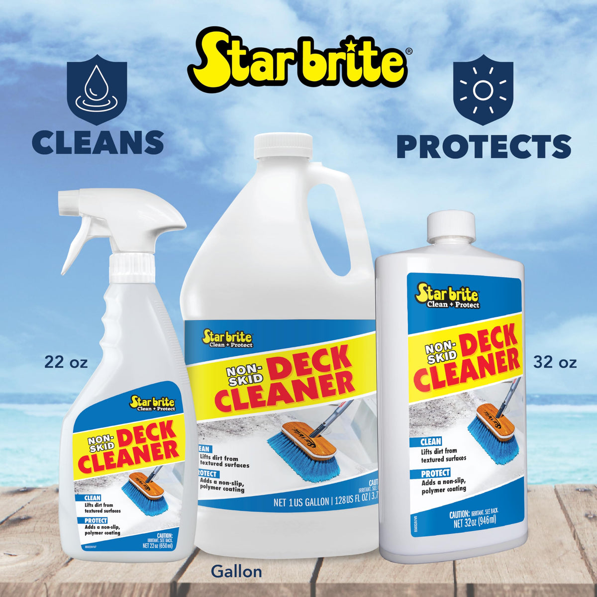STAR BRITE 085932PW STAR BRITE Non-Skid Deck Cleaner & Protectant - Lift Dirt & Stains From Fiberglass, Painted Surfaces, More, 32oz (085032)