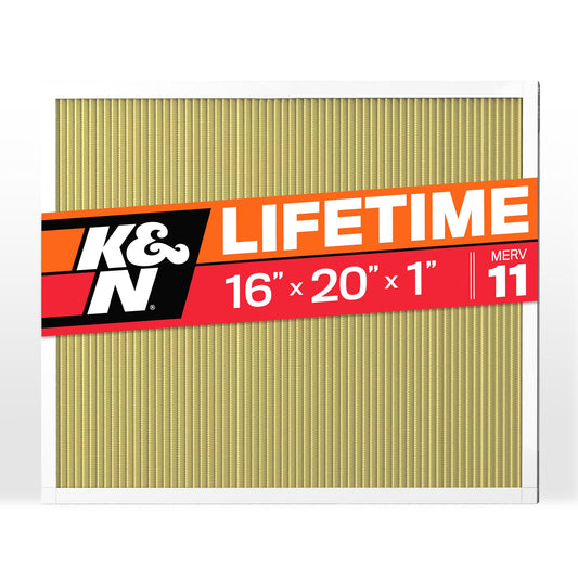 K&N FILTER HVC-11620 K&N 16x20x1 HVAC Furnace Air Filter, Lasts a Lifetime, Washable, Merv 11, the Last HVAC Filter You Will Ever Buy, Breathe Safely at Home or in the Office, HVC-11620