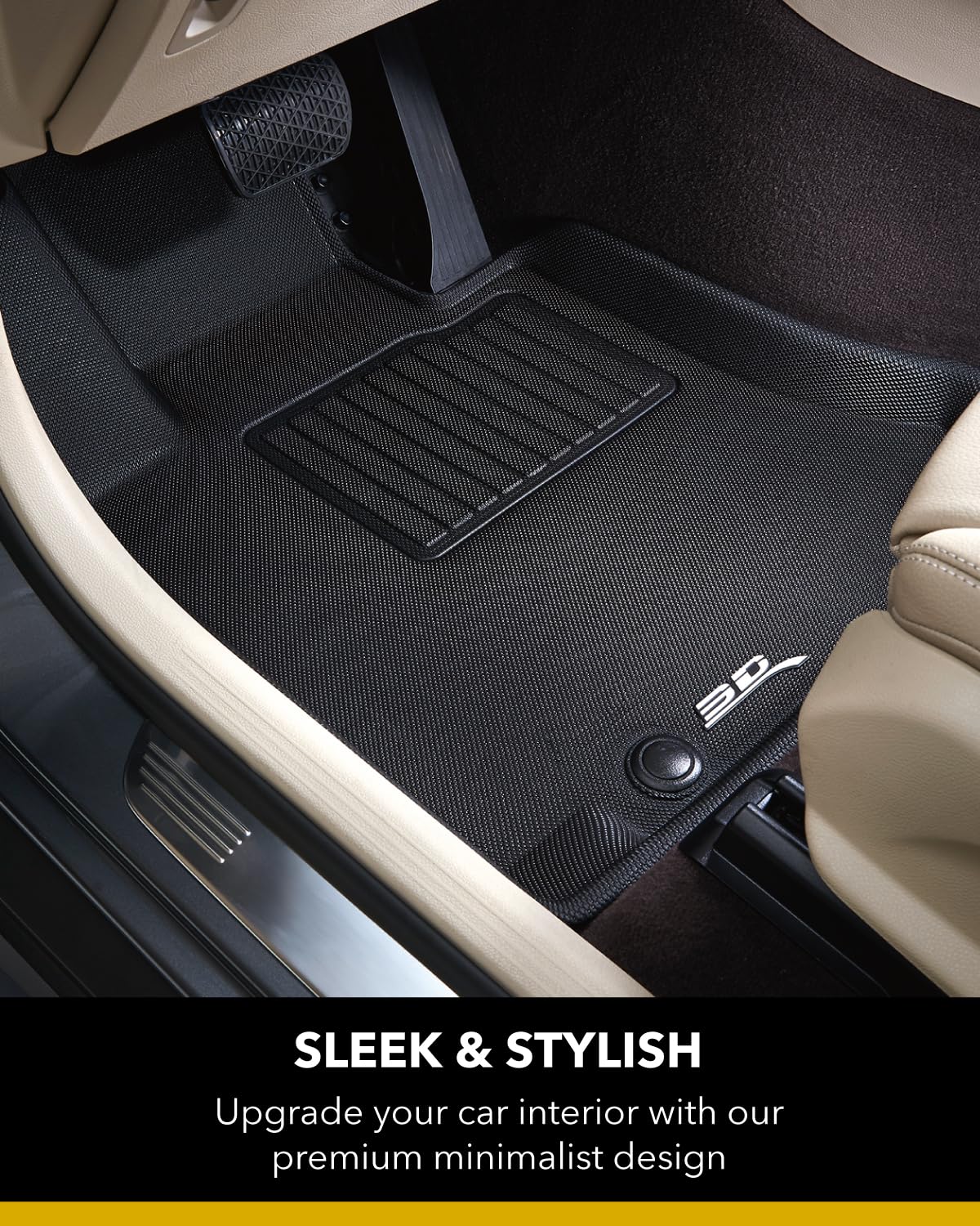 3D MAXpider L1HY10101509 3D MAXpider Custom Fit Kagu Floor Mat (Black) Compatible with Hyundai Palisade 7-Seat 2020-2025 - Full Set