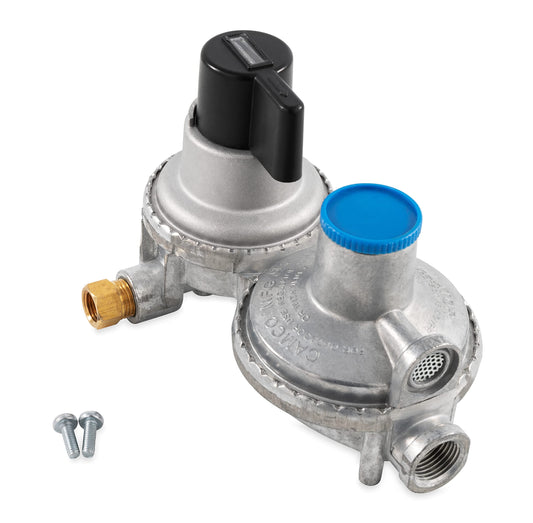 CAMCO 59005 Camco Propane Double-Stage Auto-Changeover Regulator | Features Auto Switch Over from Empty to Full Propane Tank | Ideal for Refilling Propane Supplies for RVing, Camping, Grilling, and More (59005)