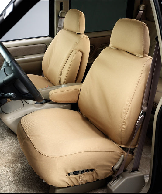 COVERCRAFT SS3328PCTP Covercraft Custom-Fit Front Bench SeatSaver Seat Covers - Polycotton Fabric, Tan